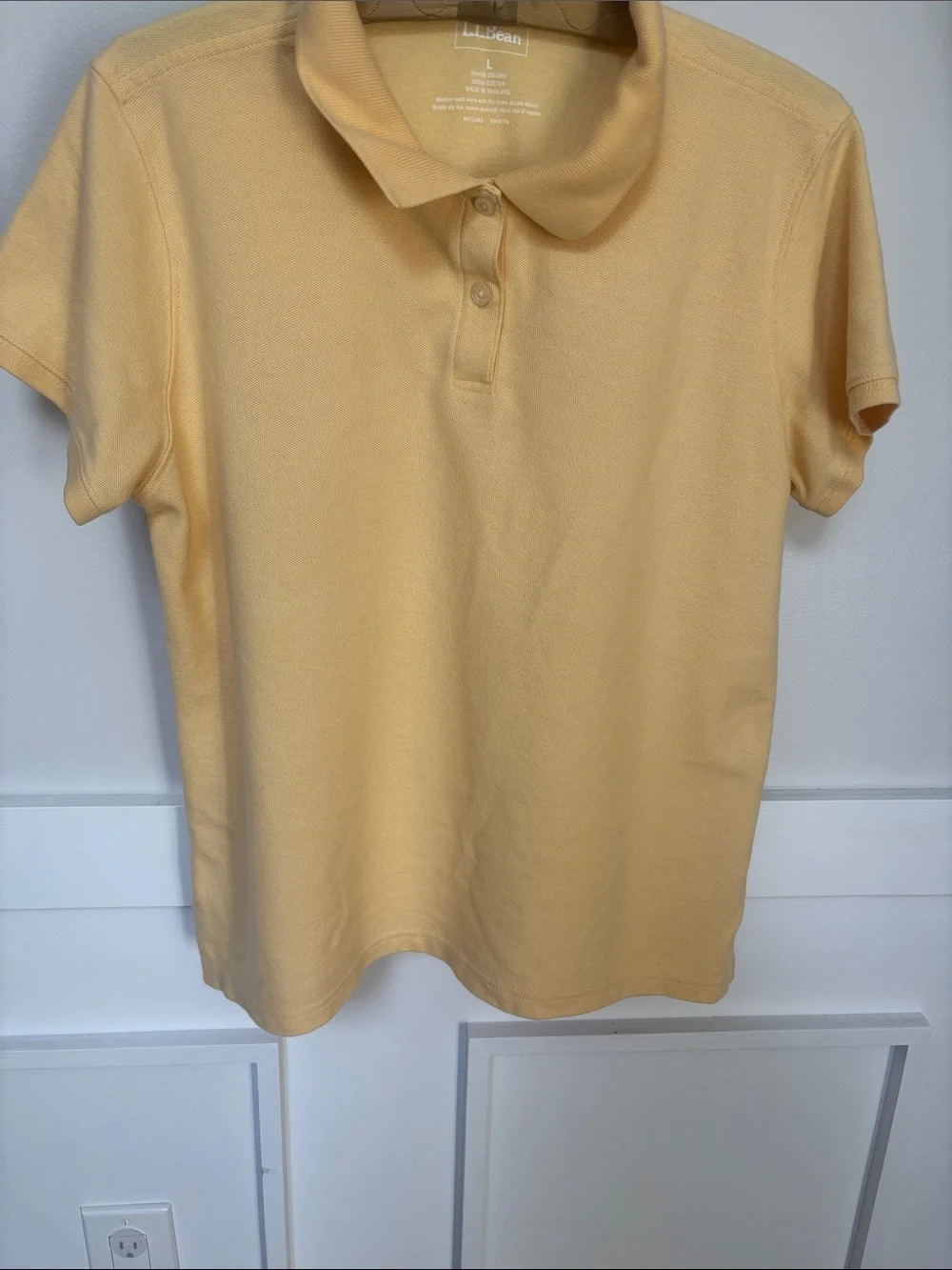L.L. Bean  Pale Yellow Polo Shirt size Large